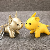 Pur leather bulldog keychain