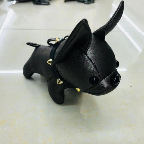 Pur leather bulldog keychain