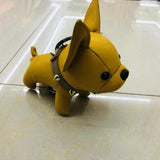 Pur leather bulldog keychain