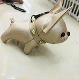 Pur leather bulldog keychain